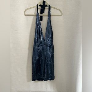 WYLDR Blue Halter Sequin Dress
